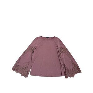 Adrianna Papell Mauve Bell Sleeve Blouse With Lace Detail